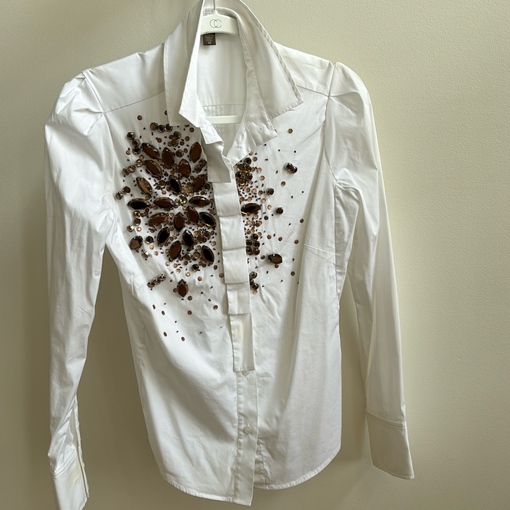 Jeweled white blouse by Andy the-Anh
